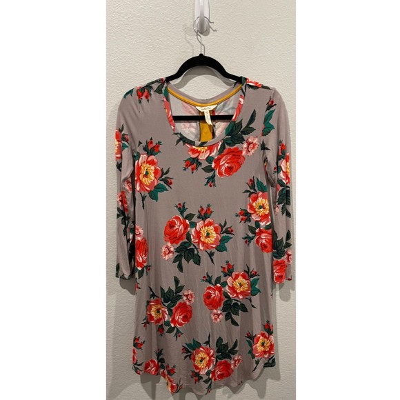 MATILDA JANE Grey Floral Long Sleeved Mini Dress - Picture 3 of 5
